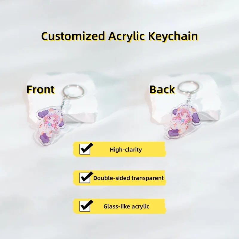 Custom 5cm Acrylic Keychain — HD Transparent Anime Character Charm for Women, Couples Accessories & Easter Gift