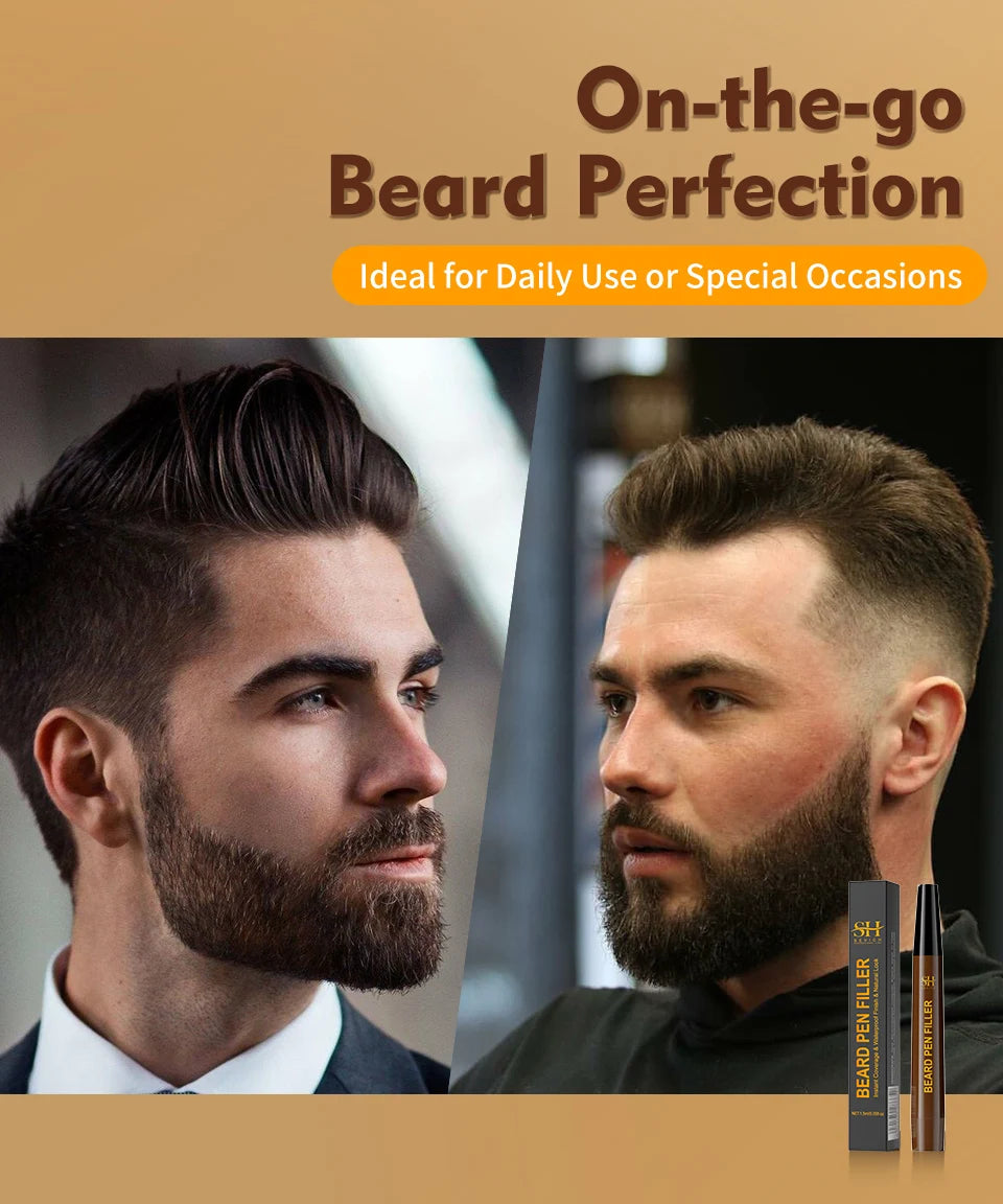 Waterproof Beard Filler Pen – Black Beard & Mustache Coloring Tool for Men, Hair Line Enhancer