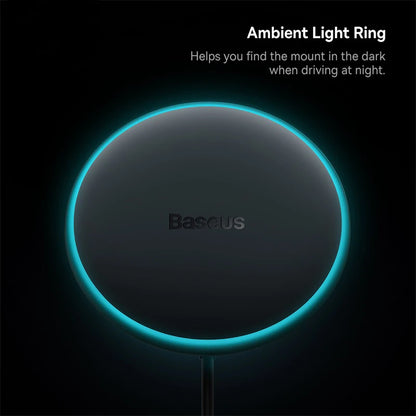Baseus 15W Magnetic Wireless Car Charger – Fast Charging Phone Holder with Light Effect for iPhone 15/14/13 Pro Max