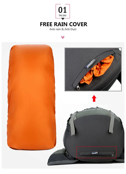 75L Camping & Hiking Backpack with Rain Cover - Outdoor Travel, Trekking & Climbing Rucksack for Men
