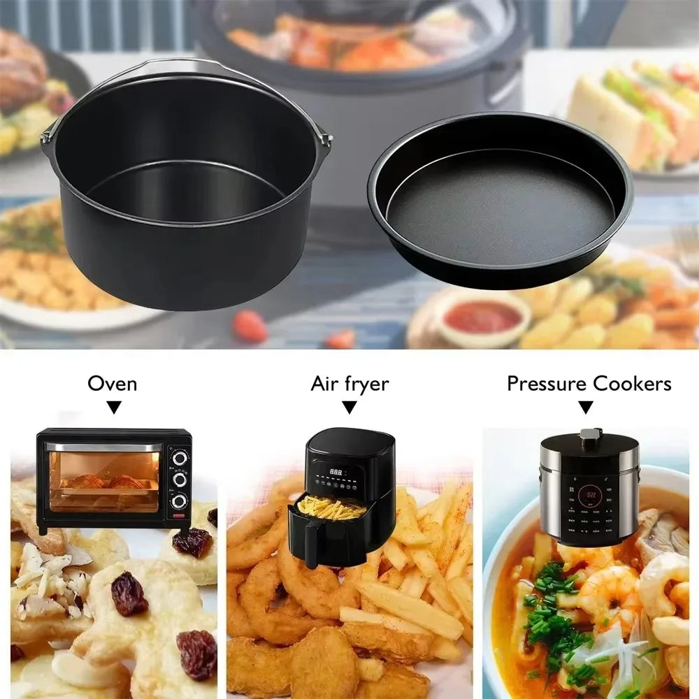 Non-Stick Cake Pan - 6/7/8 Inch Oven & Air Fryer Bakeware with Handles for Pizza, Cakes & Desserts