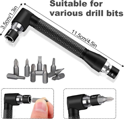 Flexible Drill Bit Extension & Right Angle Adapter Set – 105° Rotatable Hex Shank Screwdriver Bit Kit