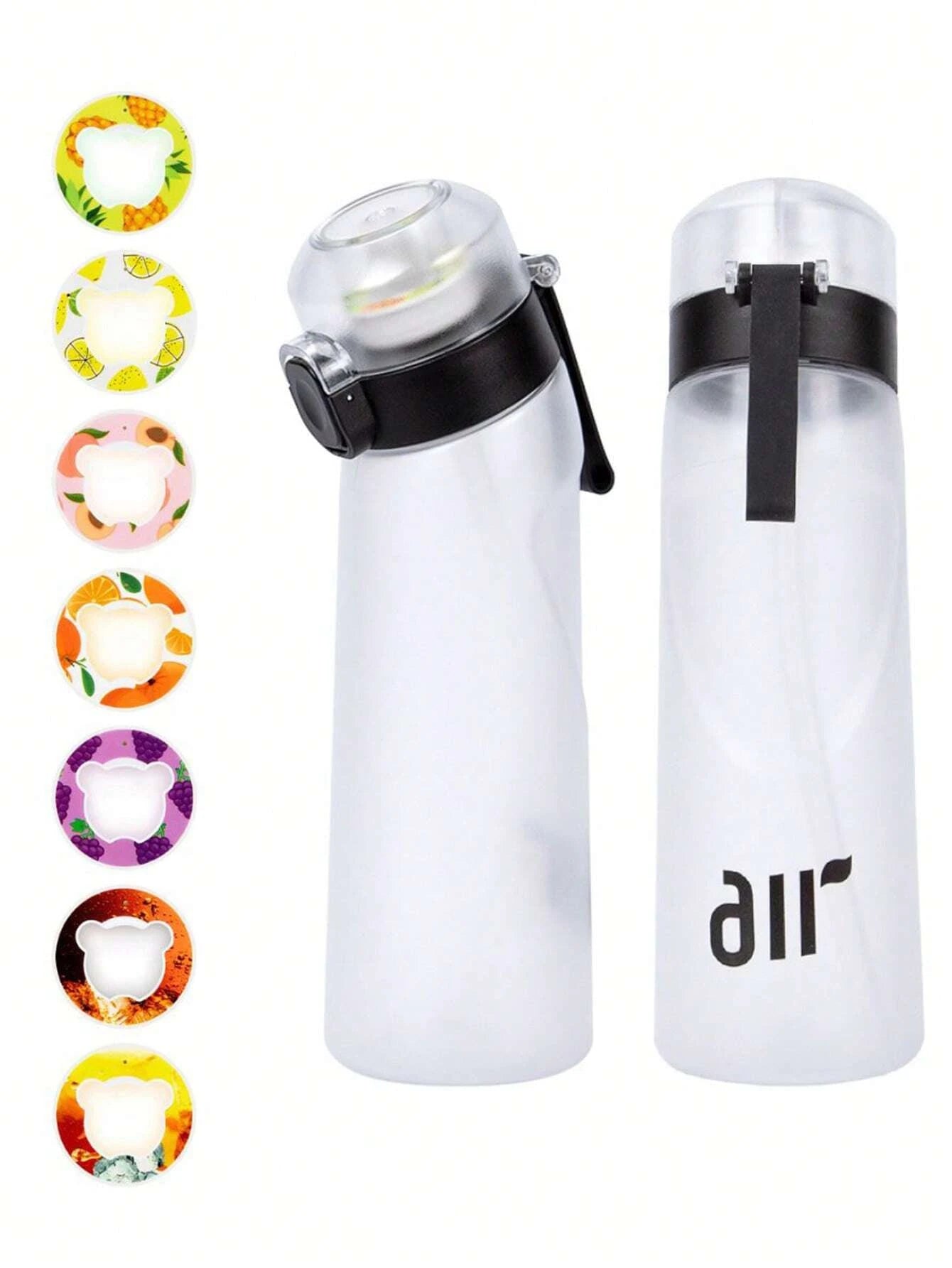 Portable Air Water Bottle with Straw – Leak-Proof Transparent Bottle with 1 Random Flavor Pod for Outdoor Sports