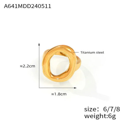 316L Stainless Steel Gold Plated Oval Ring – Large Luxury Waterproof Women’s Jewelry
