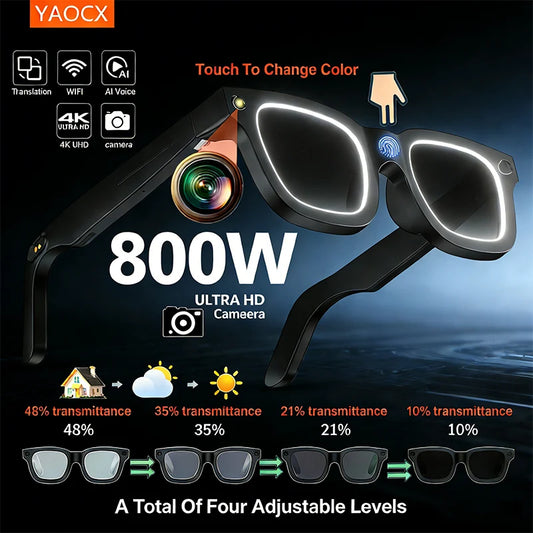 E02C AI Smart Glasses - 8MP HD Camera, 32GB Storage, AI Translation & Smart Recognition