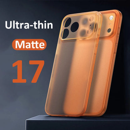 Ultra-Thin Translucent Matte iPhone Case - Shockproof Hard PC Cover with Camera & Button Protection for iPhone 13–18 Pro Max