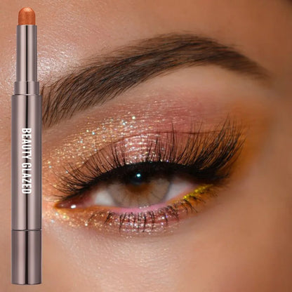 BEAUTY GLAZED 10-Color Eyeshadow Stick – Long-Lasting Waterproof Matte & Shimmer Eye Pen with Double-Head Brush