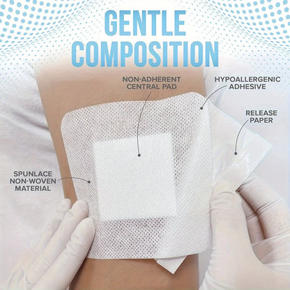 50-Piece Large Wound Dressing Bandages - Hypoallergenic Non-Woven Adhesive First Aid Pads, 6 × 7 cm