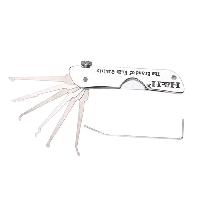 Foldable 7-in-1 Stainless Steel Lock Picking Set: Compact Training Kit for Beginners & Professionals | Lock Pick Set with Wrench