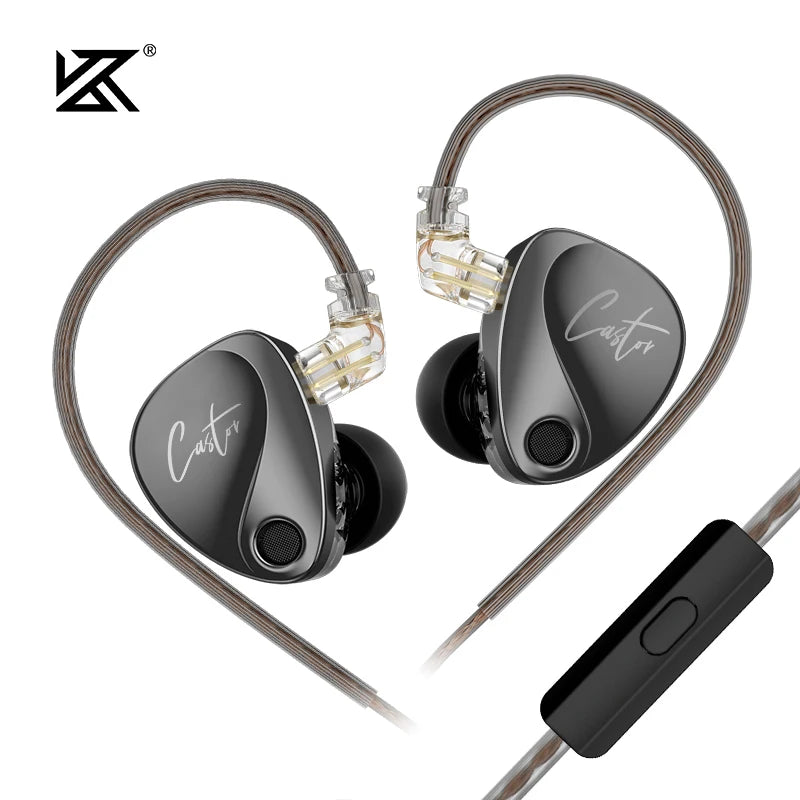 KZ Castor HiFi In-Ear Earphones - Dual Dynamic Drivers, Tunable Balanced Armature & Noise-Isolating Earbuds