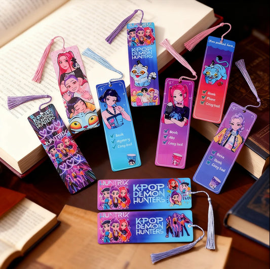 KPop Demon Hunters Huntrix Cartoon Bookmarks – Cute Anime Stationery for Fans & Students
