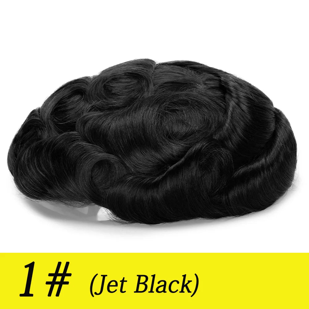 Ultra Thin Skin 0.03mm Men’s Toupee Human Hair Wig – Natural Hair Replacement System Lightweight Male Hairpiece