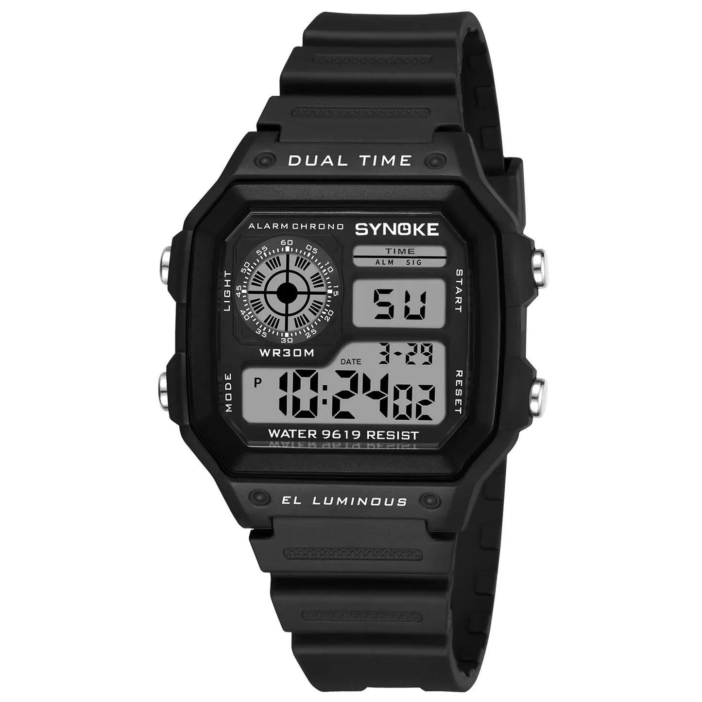 SYNOKE Men's Military Sports Digital Watch – Waterproof Luminous Chronograph Wristwatch