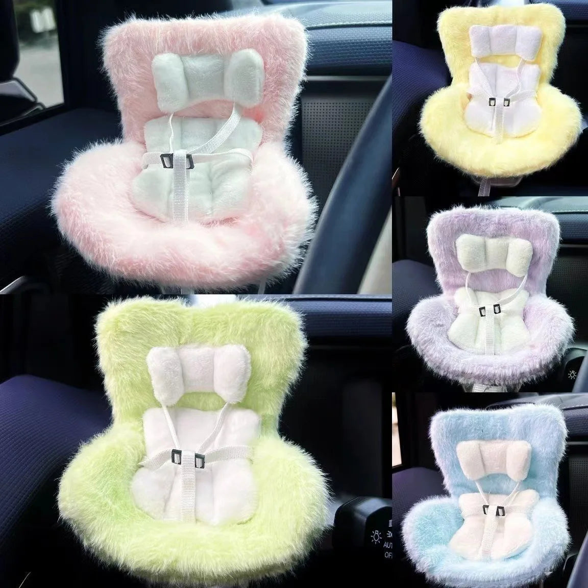 Labubu Car Doll Safety Seat – Kawaii Plush Aromatherapy Air Freshener for Ob11 & Dolls up to 18cm
