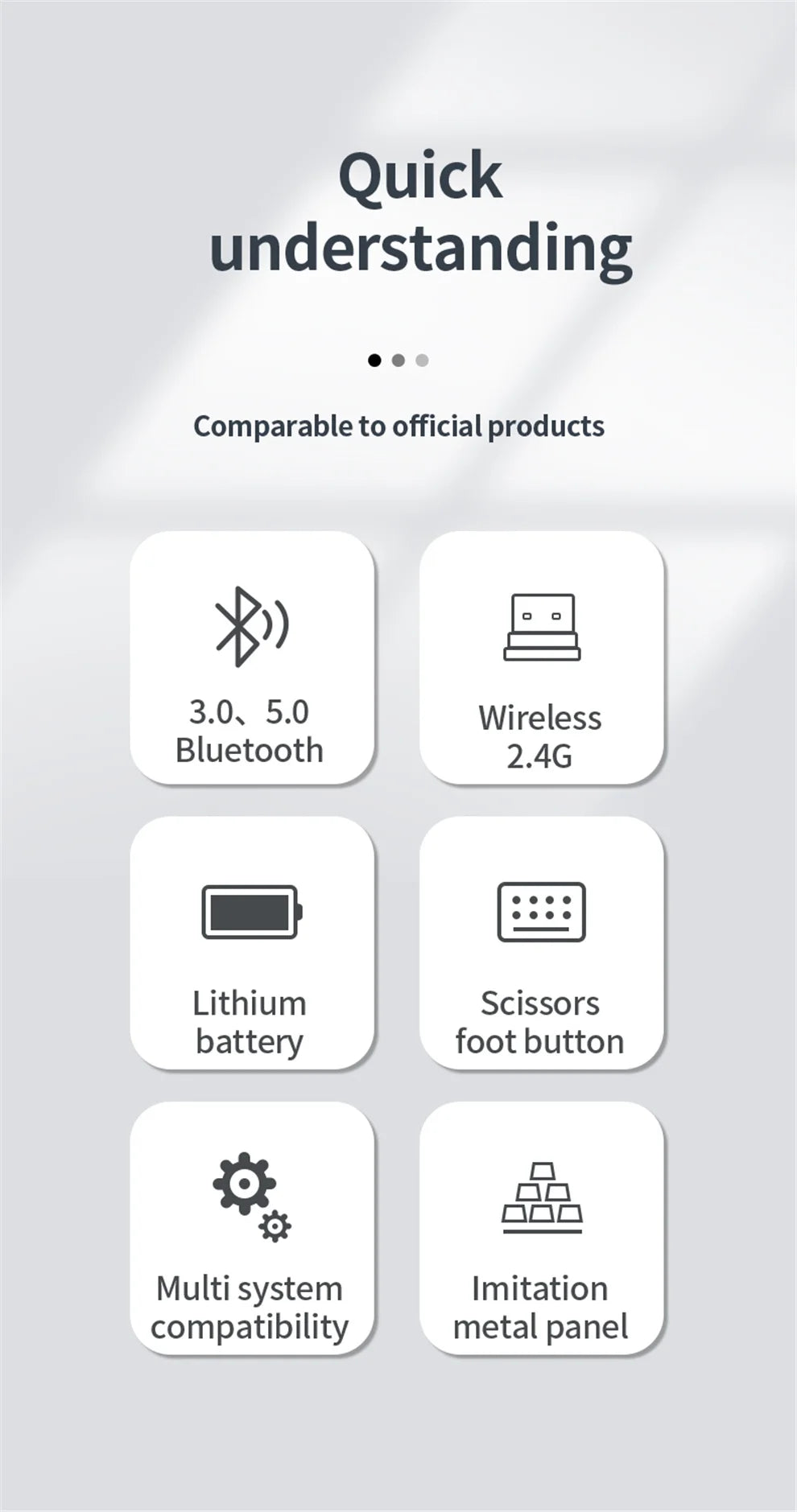 Gray Bluetooth 5.0 & 2.4G Wireless Keyboard and Mouse Combo – Rechargeable Full-Size Set for Notebook & Laptop