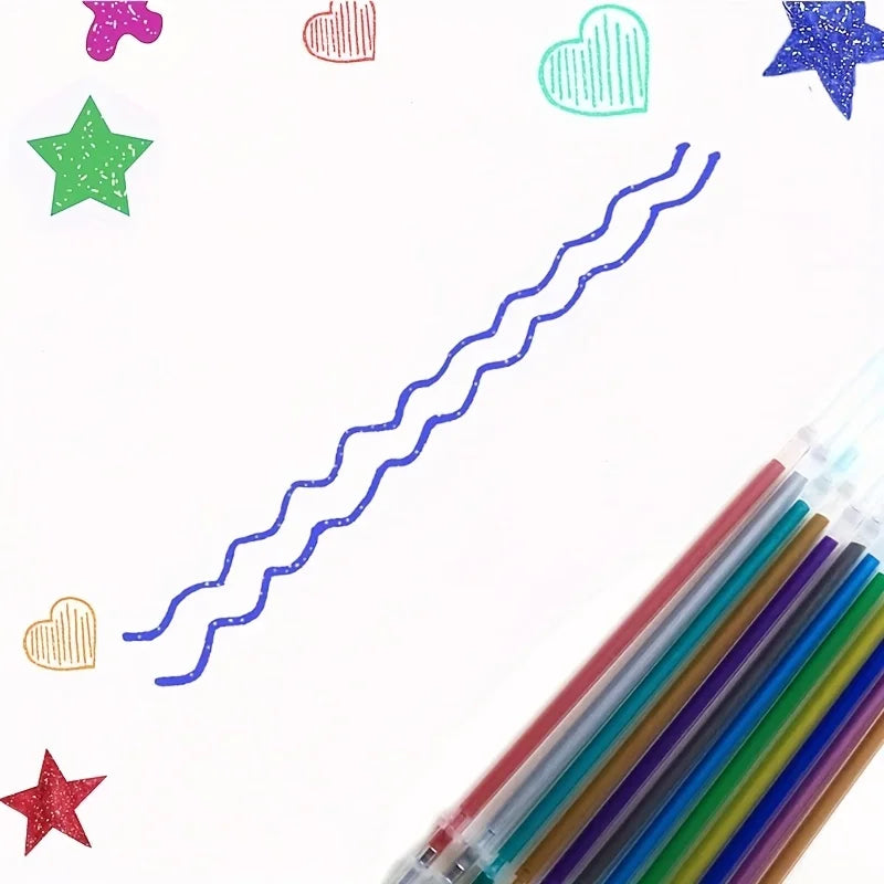 100PCS 1.0mm Glitter Pen Refills - Multicolor Gel Ink DIY Art & Writing Refill Set