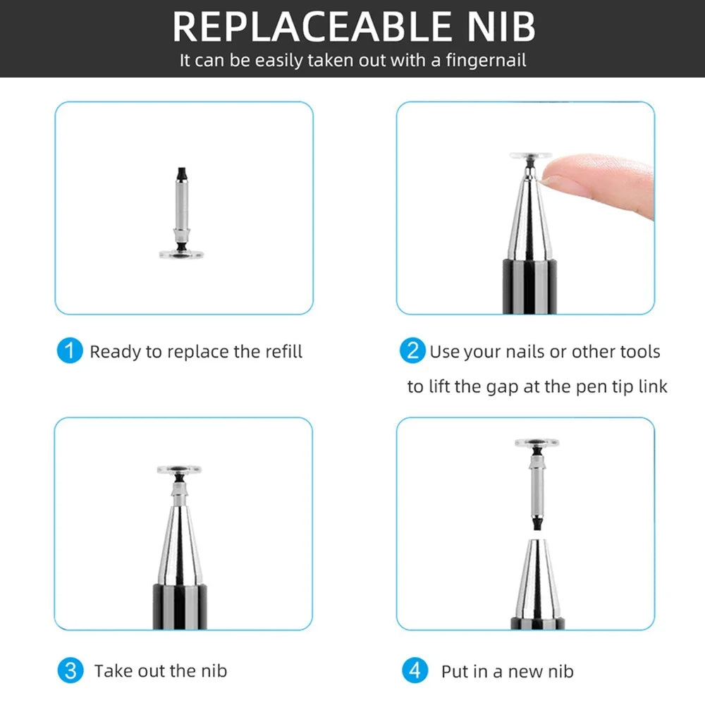 3-in-1 Stylus Pen for iPad, Samsung, Xiaomi Tablets & Smartphones – Capacitive Touch Drawing Pencil for iOS & Android