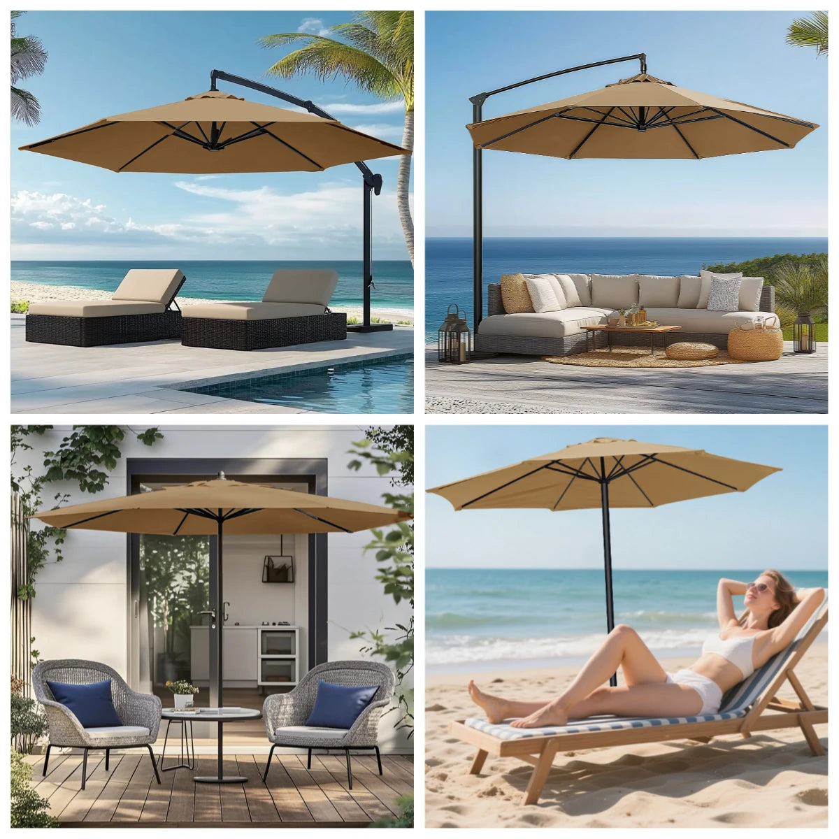 Universal 6/8 Rib Patio Umbrella Replacement Canopy – Polyester Sunshade & Rainproof Outdoor Cover Cloth