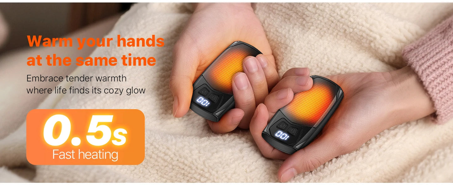 Rechargeable Hand Warmers 2-Pack – 3000mAh Each, Fast-Heating Portable Electric Pocket Heater for Outdoor Camping