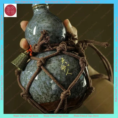 800ml Wukong Ceramic Gourd Cup - Ancient-Style Wine Gourd Set with Net Bag