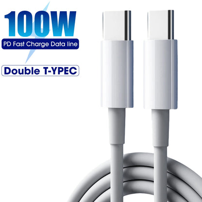 100W Fast Charging Dual Type-C Cable — High-Speed Data Transfer for iPhone 16/15, Android, Samsung, Xiaomi, MacBook (1M/1.5M/2M)