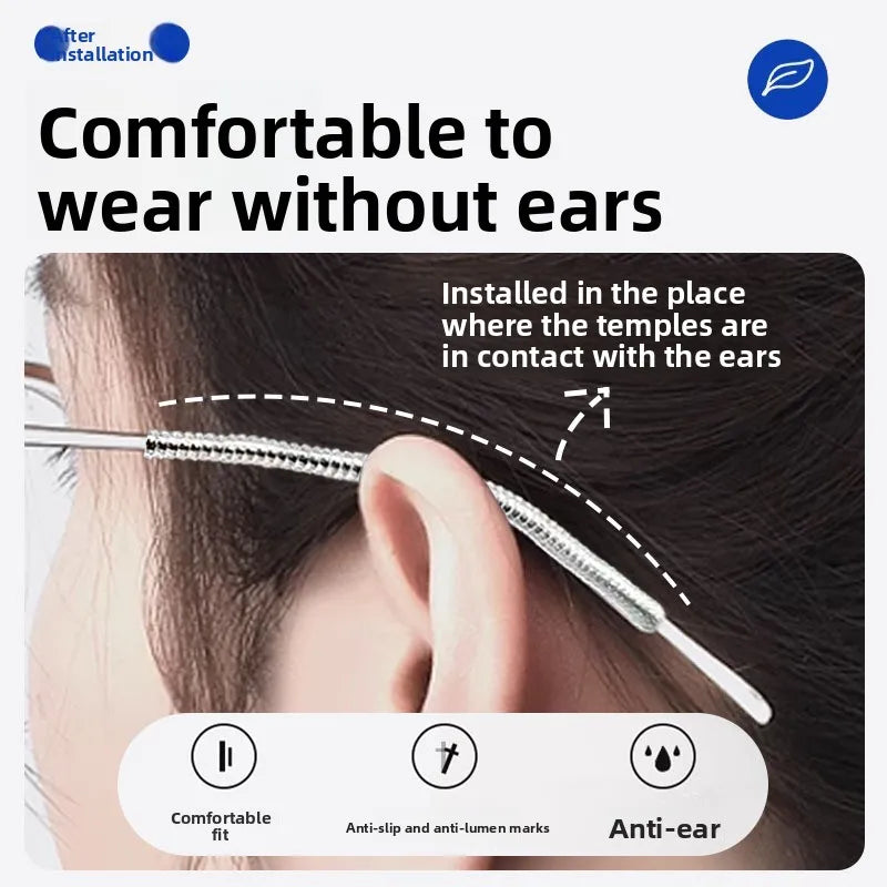 Anti-Slip Silicone Glasses Ear Hooks – Sport Eyewear Retainer Grips, Non-Slip Frame Holders to Prevent Glasses Falling Off