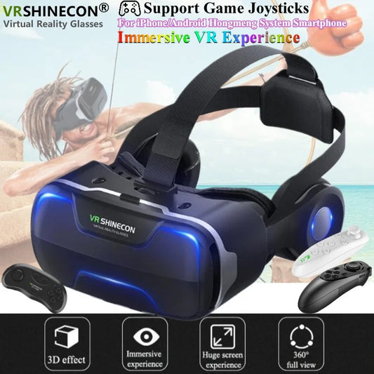 Blu-Ray VR Glasses – HD IMAX 3D Virtual Reality Headset with Huge Screen, Google Cardboard, Phone & Game Joystick Support