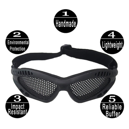 Outdoor Eye Protection Tactical Glasses - Comfortable Airsoft Safety Goggles with Anti-Fog Metal Mesh/PC Lens for Paintball and Hunting