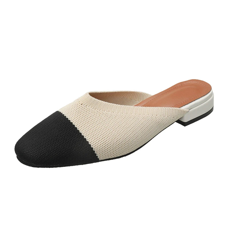 Women’s Solid Color Pointed Toe Knitted Slip-On Flats – Casual Breathable Ballet Loafers