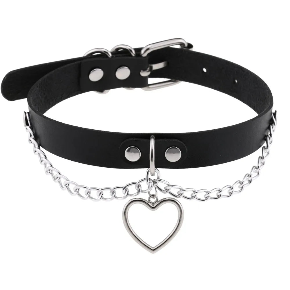 Harajuku Cosplay Rivet Star Punk Rock Gothic Collar — Sexy PU Leather Heart Cross Spike Choker Jewelry for Women