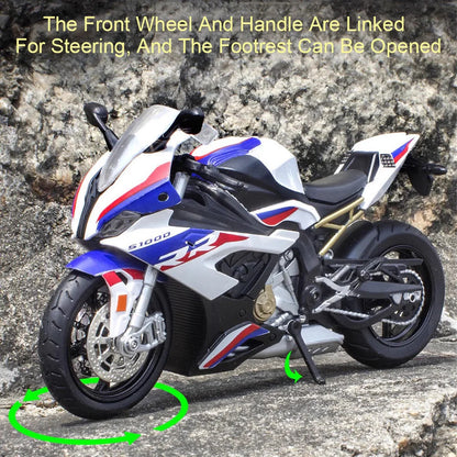 1:12 S1000RR Model Motorcycle – Kawasaki Ninja H2R Alloy Diecast Toy with Sound, Light & Shock Absorption, Perfect Gift for Boys