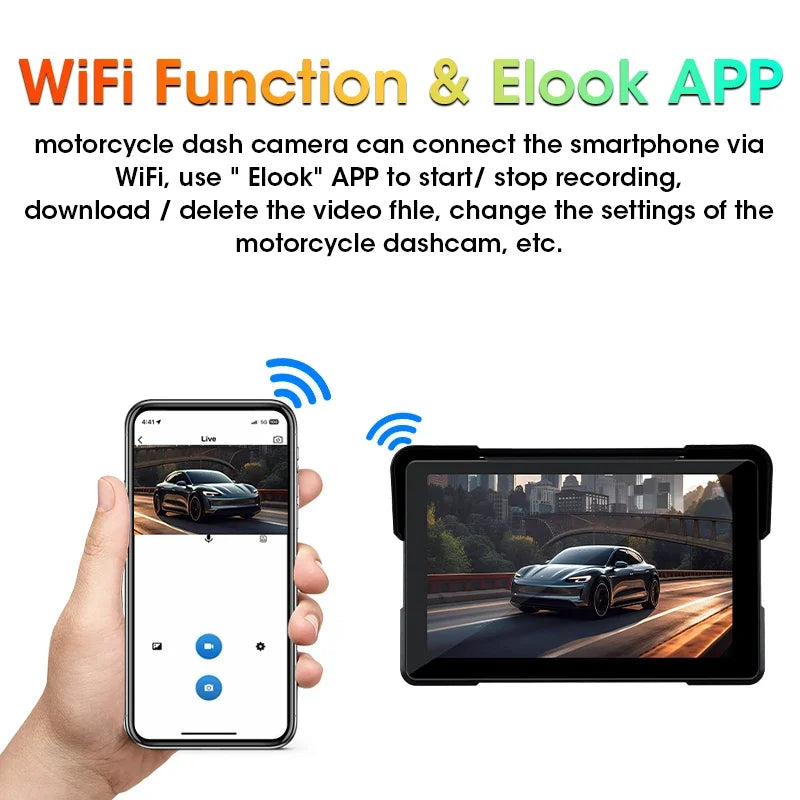 5/7 Inch Motorcycle CarPlay DVR Navigation GPS Monitor – Wireless Android Auto, Airplay, IPX7 Waterproof Portable Display