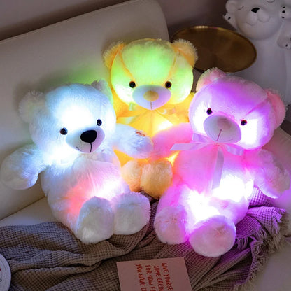 Colorful Glowing Bear Plush Toy – LED Light-Up Teddy Bear, Creative Luminous Stuffed Animal for Kids, Xmas & Birthday Gift