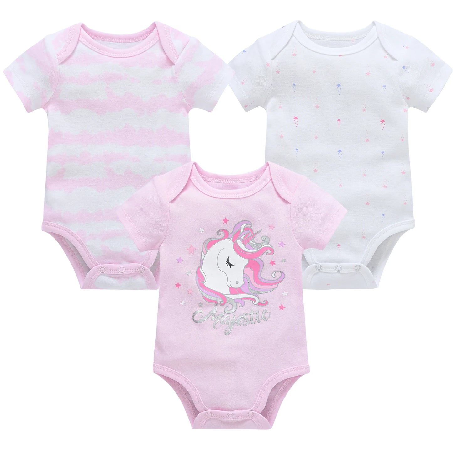 3/6PCS Baby Cotton Bodysuits – Short Sleeve Onesies for Newborns & Toddlers 0-12 Months, Boys & Girls