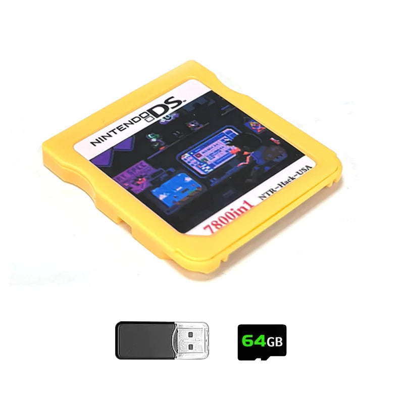 New DS Card 7800-in-1 Game Collection – R4 3DS Flash Card for NDSL, NDSi, 3DS, 2DS Adapter, Memory Burning Game Card