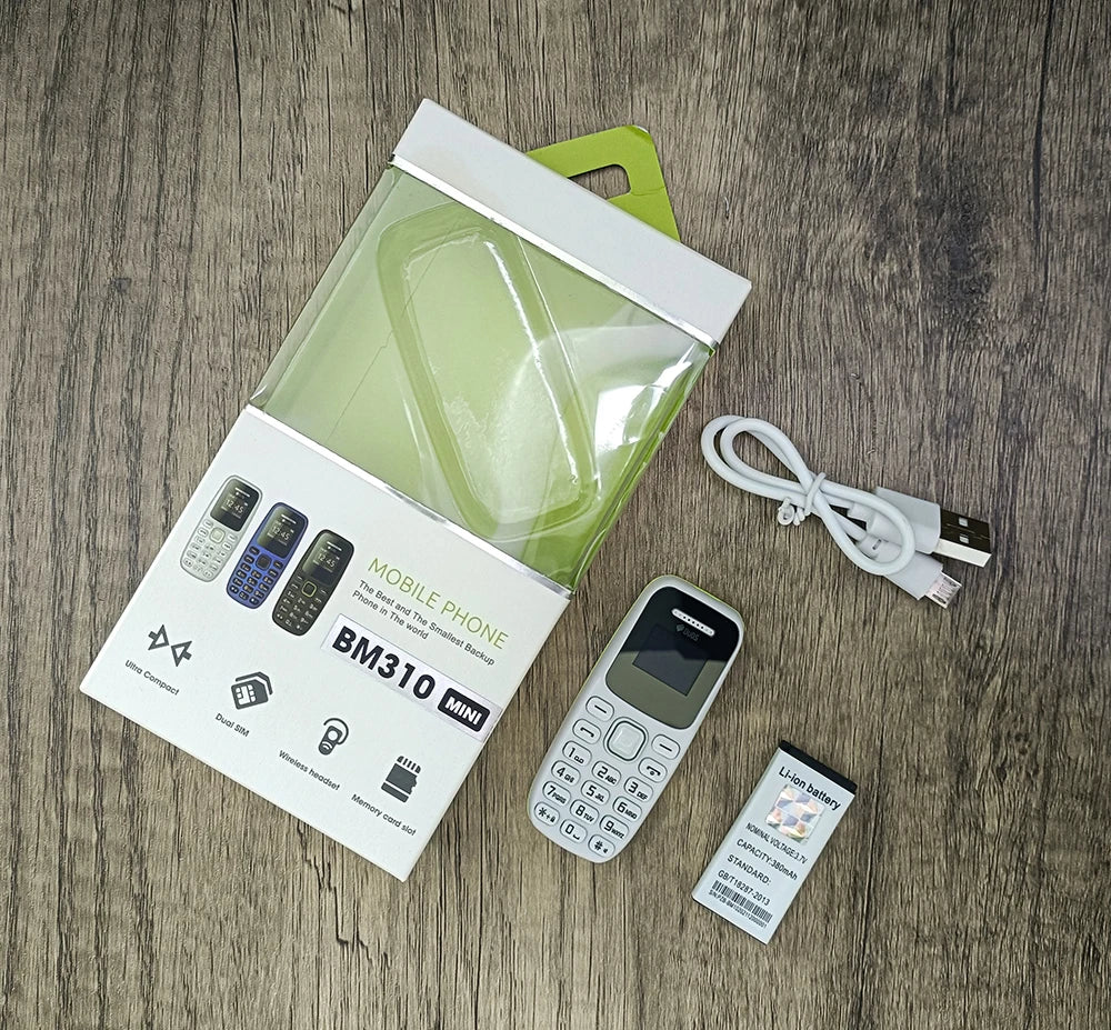 BM310 Small Mobile Phone | Unlocked Dual SIM, Bluetooth, Low Radiation, Automatic Call Recording & Compact Design