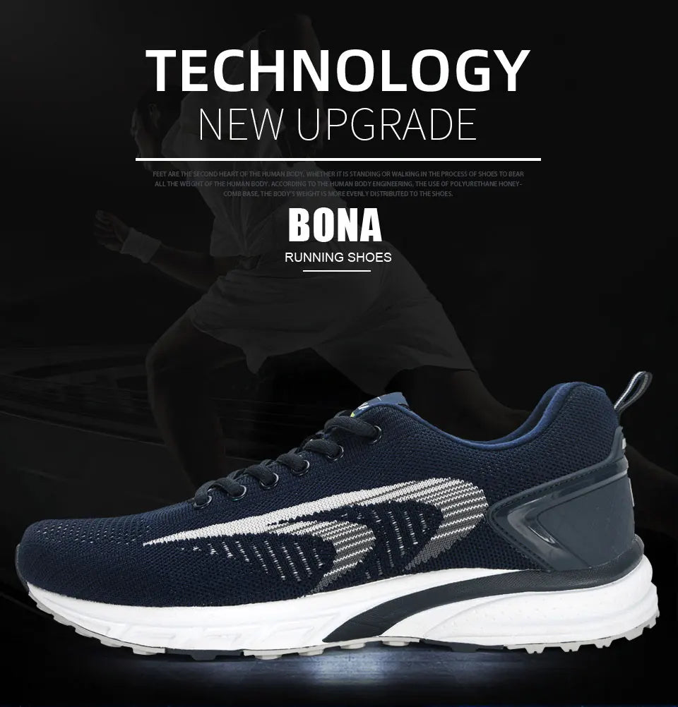 BONA Men's Outdoor Walking Sneakers — Lace-Up Athletic & Running Shoes, Comfortable Popular Style