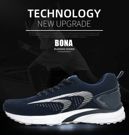 BONA Men's Outdoor Walking Sneakers — Lace-Up Athletic & Running Shoes, Comfortable Popular Style