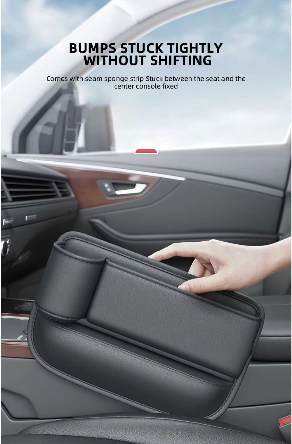 Multifunctional Car Seat Gap Organizer – Leak-proof PU Leather Storage Box with Cup Holder