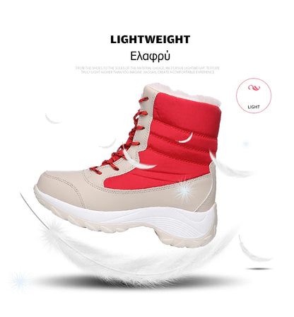 Women's Winter Snow Boots – Plush Lined Platform Flat Casual Shoes for Warmth and Comfort