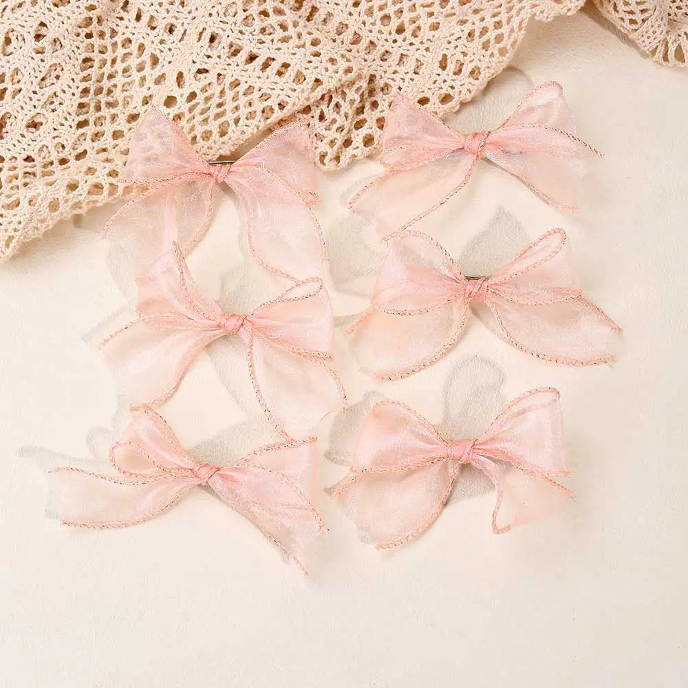 6Pcs White Lace Bow Hair Clips for Baby Girls – Lovely Bowknot Hairpins, Barrettes, Kids Hairgrips, Korean Headwear Accessories