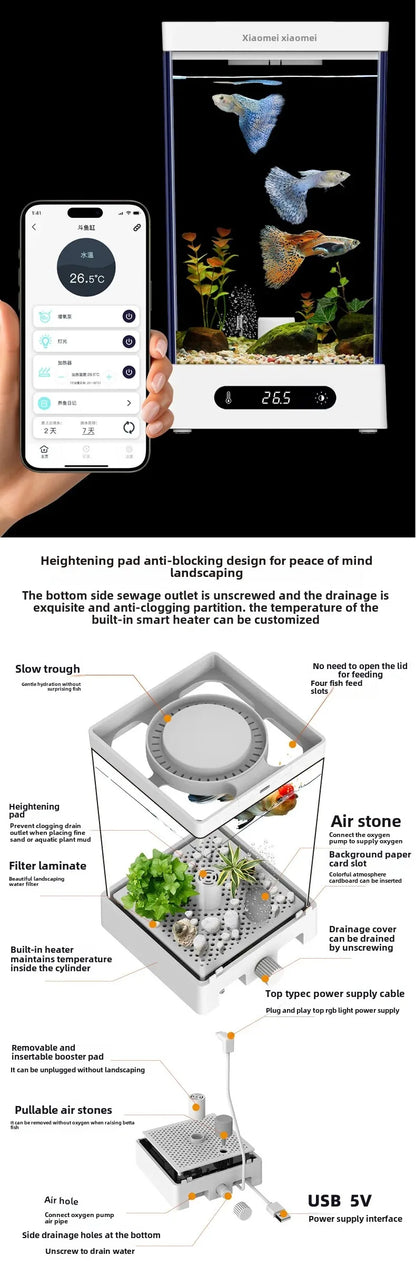 Smart Betta Fish Tank – Mini Desktop Self-Circulating Ecological Aquarium for Small Spaces