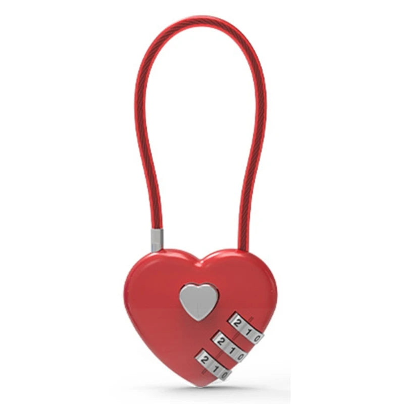 Zinc Alloy Mini Heart-Shaped Password Padlock – Wire Rope Travel Luggage and Package Lock (L9BE)