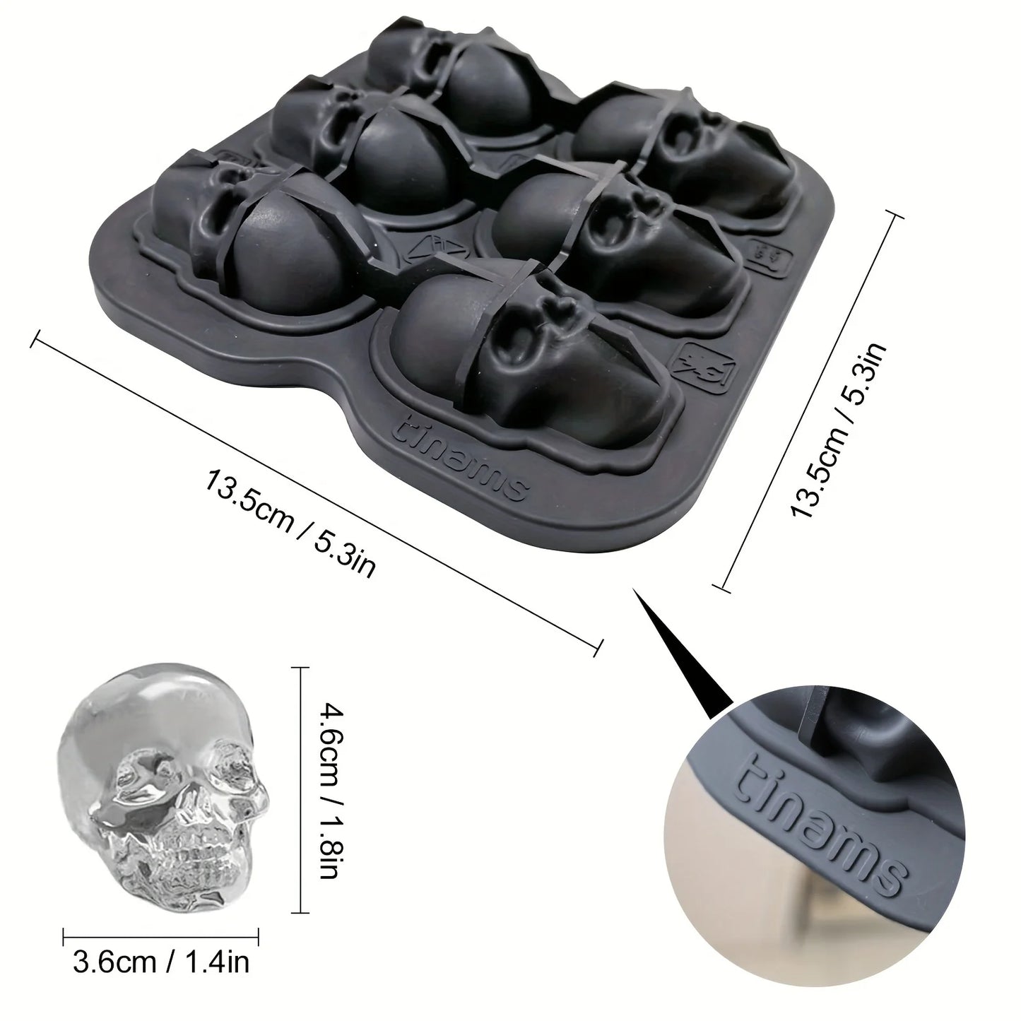 Skull Ice Ball Mold – 3D Silicone Ice Cube Tray, BPA-Free for Freezer & Cocktails