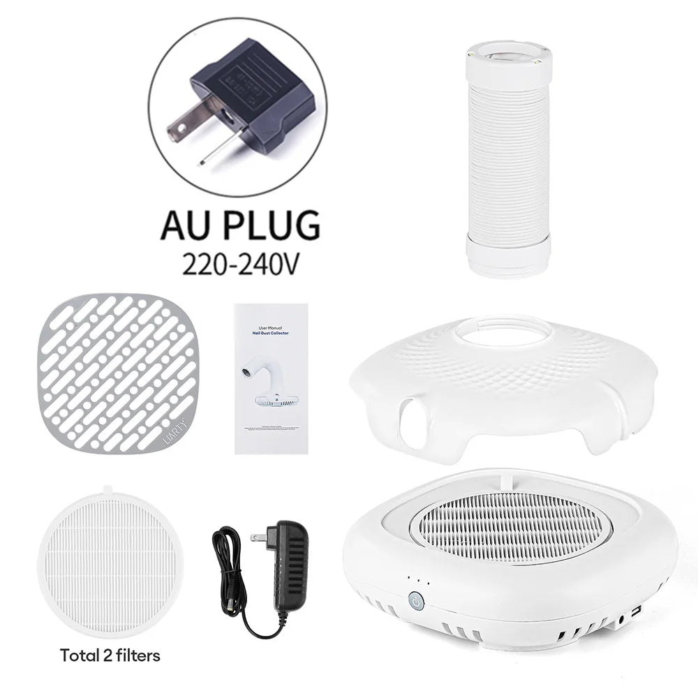 130W Brushless Nail Dust Collector – Double-Use Nail Art Vacuum with Tube Elbow for Manicure
