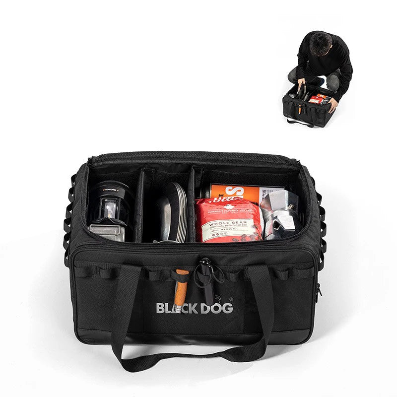 BLACKDOG Camping Equipment Storage Bag - Waterproof 300D Oxford Cloth Travel Organizer with Adjustable Partitions