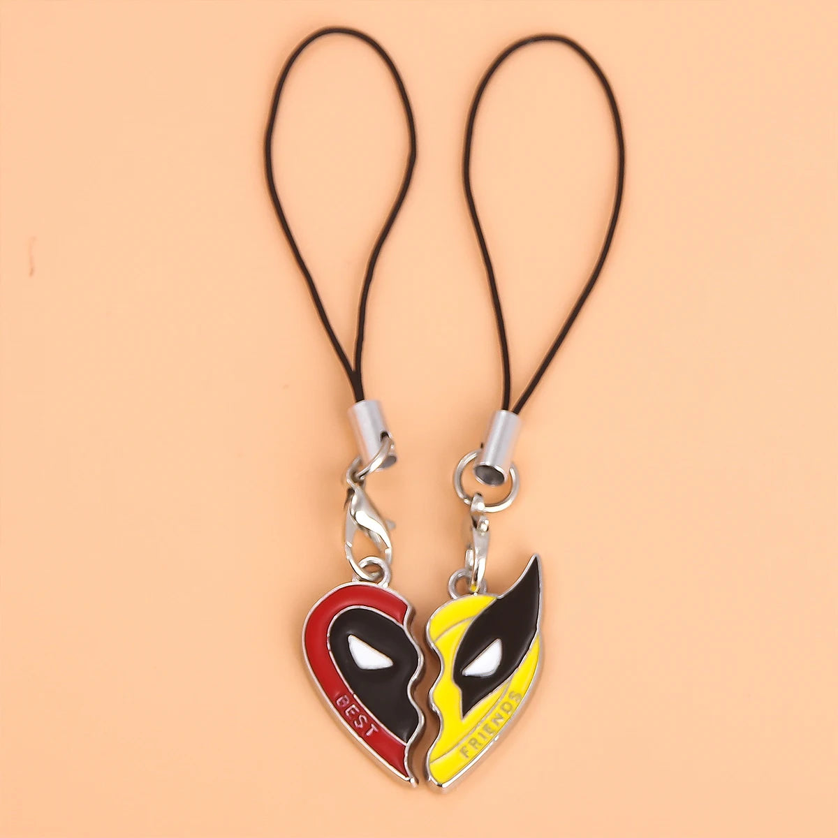 Best Friends Clown Mask Keychain & Bracelet Pendant Combo – Red & Yellow Love Jewelry for Friends