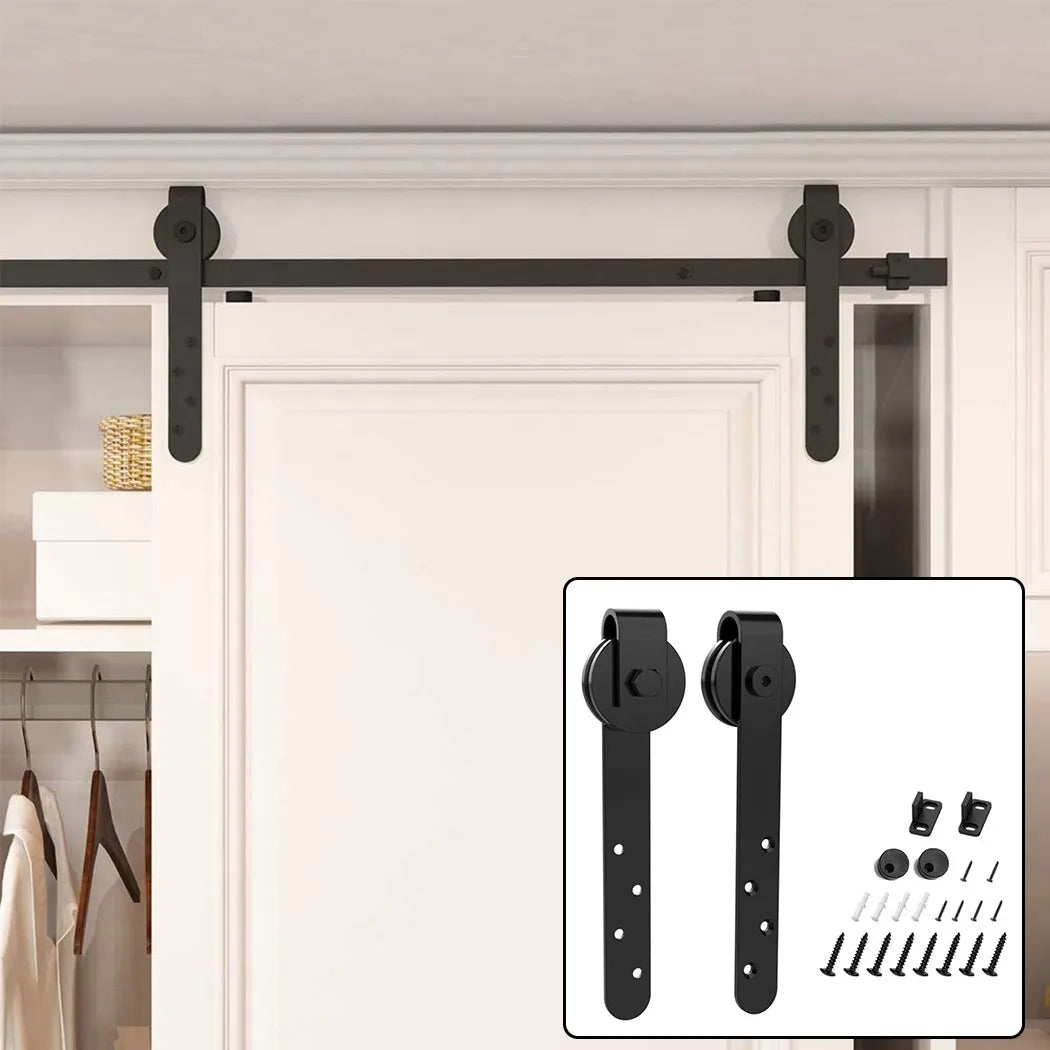 Mini Sliding Barn Door Hardware Kit: Top-Mounted Hanging Rail Hanger Track - Steel Closet Door Roller Rail for Single Doors