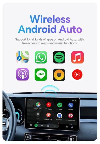2025 Wireless Android Auto Adapter — Wired to Wireless CarPlay Smart Box with USB Plug & Play, WiFi Auto Connection & Online Upgrade