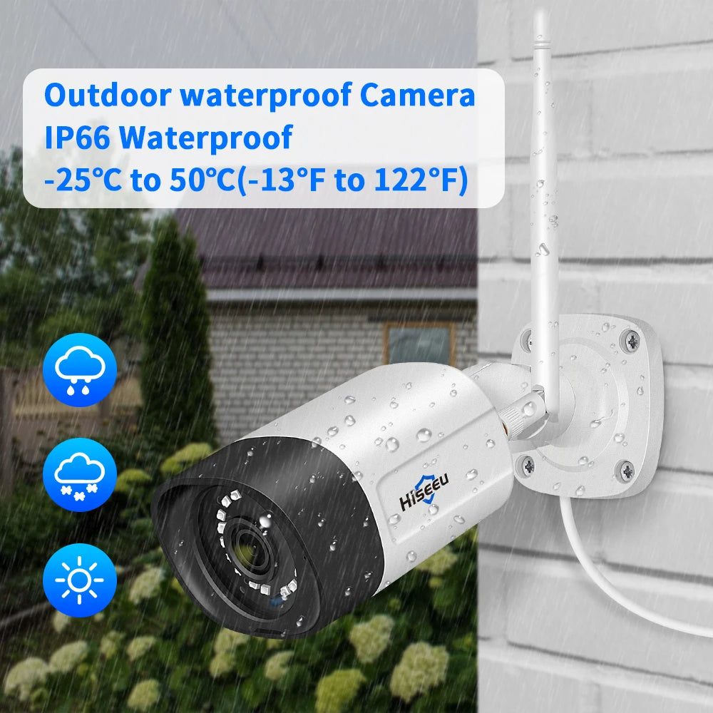 Hiseeu 10CH 5MP WiFi Security Camera System — H.265 NVR with Color Night Vision, Human Motion Detection & 2-Way Audio Outdoor Cameras